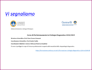 Corso di Perfezionamento in Citologia Dianostica 2024-2025